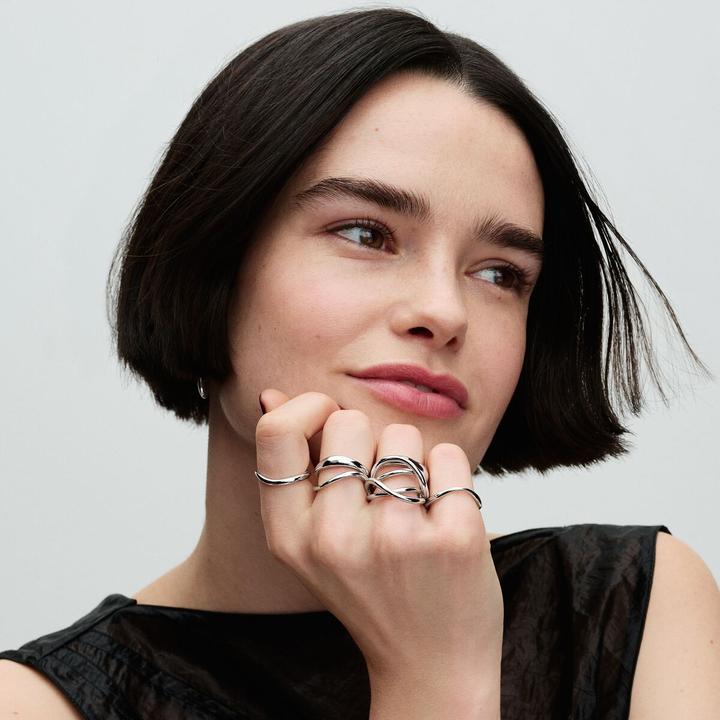 Actual product image Pandora Organically shaped stacking rings (56, 925 Silver)