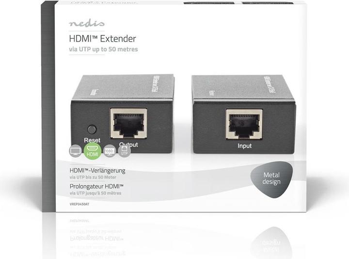 Actual product image Nedis HDMI T Extender Over CAT6 up to 60.0 m 1080p 1.65 Gbps Metal Anthracite (1 m)