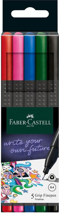Image du produit Faber-Castell Fineliner GRIP FINEPEN, étui carton de 5 pièces (triés par couleur, 5 x)