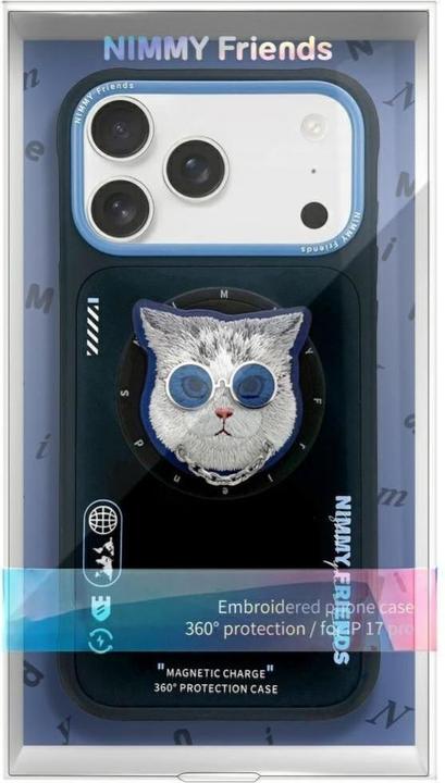 Produktbild Nimmy Etui Glasses Cool Cat MagSafe do iPhone 17 czarno niebieski (Apple iPhone 17)