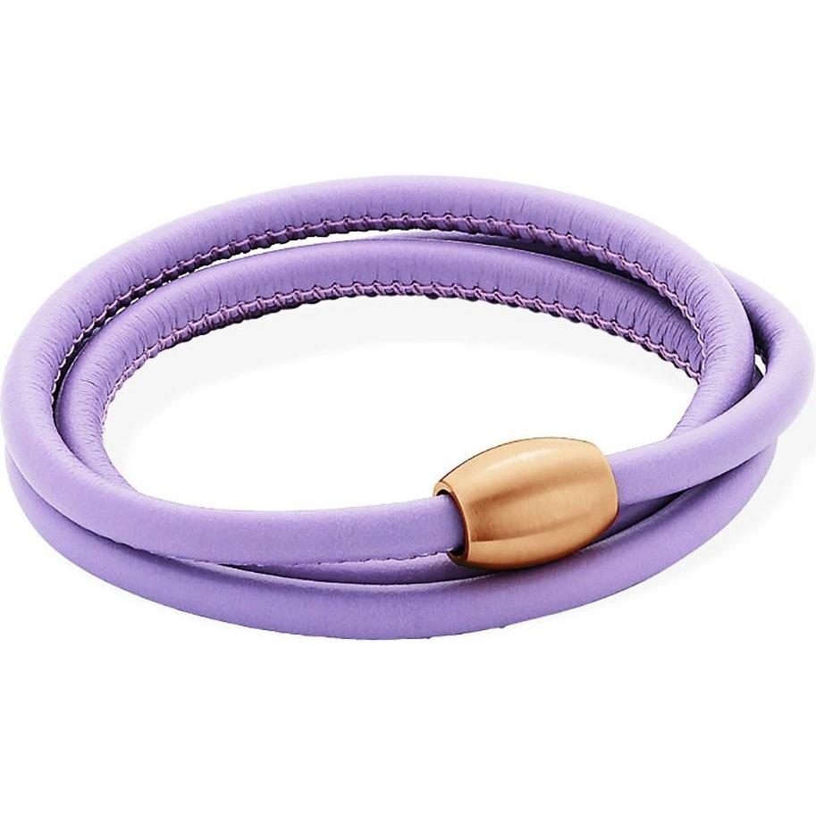 Xen, Armschmuck, Lederarmband Flieder mit Magnetverschluss rosè vergoldet Längen zur Wahl, (59 cm, Leder und Edelstahl)