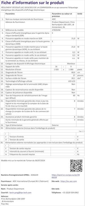 Produktbild AOC 27B35HM (1920 x 1080 Pixel, 27")