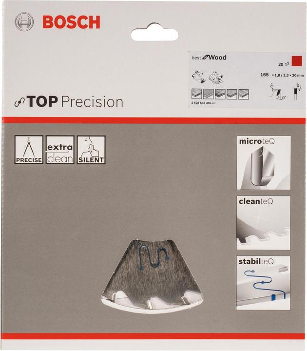 Produktbild Bosch Professional Zubehör Kreissägeblatt Top Precision Best for Wood, 165 x 20 x 1,8 mm, 20