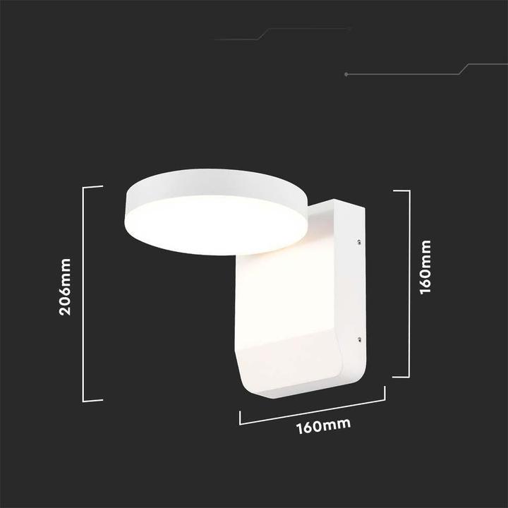 Produktbild V-TAC VT11020RDW 17W LED Wandleuchte Weisser Körper Rund 3000K IP65 (2480 lm)