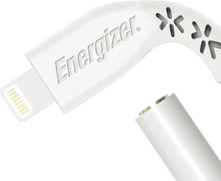 Actual product image Energizer HardCase AV adapter - Lightning to 3.5 mm jack audio adapter MFi 11 cm ROW-certified (white)