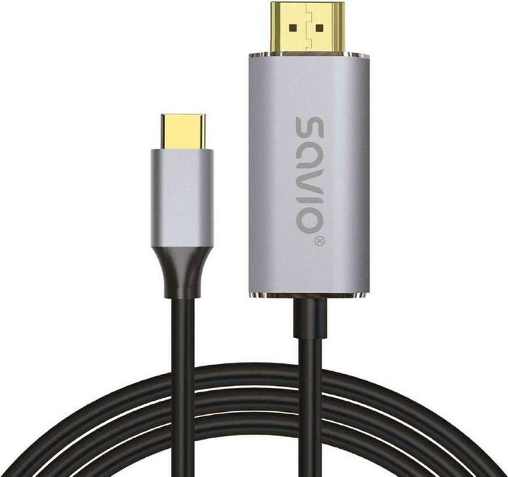 Actual product image Savio USB-C to HDMI 2.0B cable, 2m, silver (2 m, USB Type C, 2.0b)