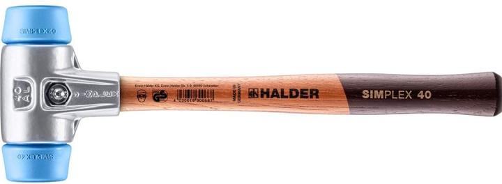 Actual product image Halder Soft-face hammer SIMPLEX Length 325 mm Head Ø 40 mm Wood (1): TPE-soft, blue, abrasion-free, soft / (360 g)