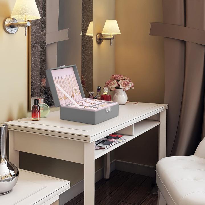 Produktbild Only-Bags.Store Schmuckkästchen 2 Schichten Pu-Leder-Schmuck Aufbewahrung Portable abschliessbare