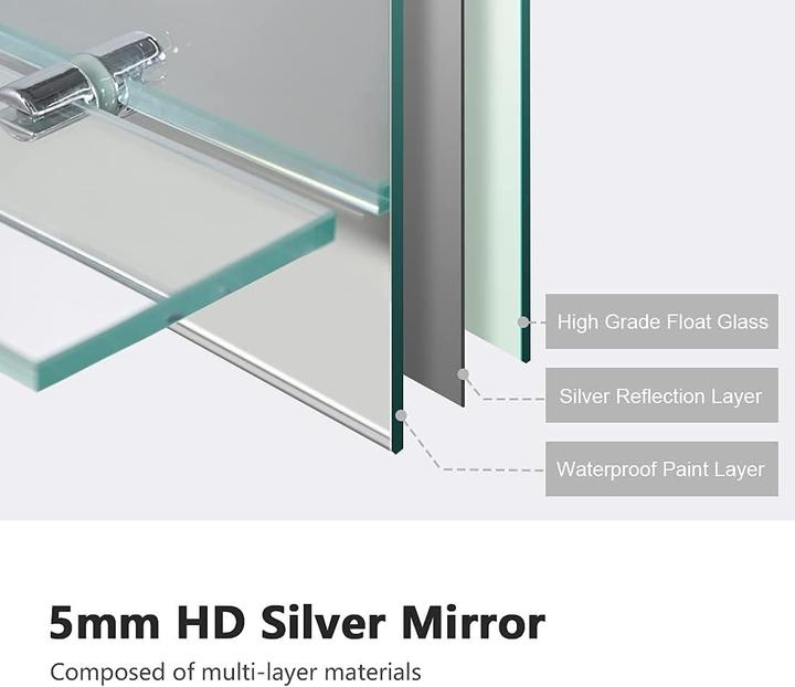 Actual product image Emke Frameless Mirror with Shelf (80 x 60 cm)