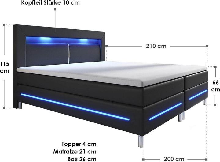 Immagine prodotto Juskys Letto a molle Norfolk (200 x 200 cm)