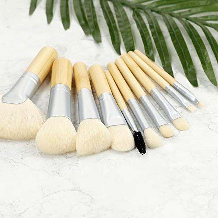 Actual product image Tools for Beauty T4B MIMO Set Travel Size Bamboo Makeup Brushes with Cotton Case Cream 10 Pieces (Set)