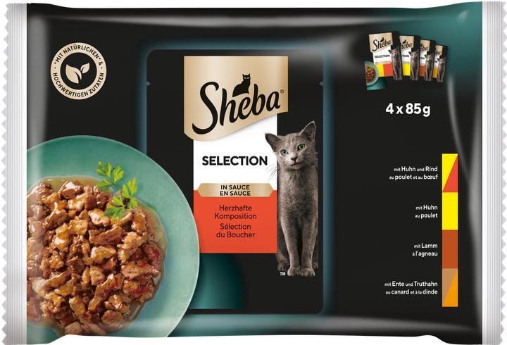 Produktbild Sheba Selection Portionsbeutel Multipack Herzhafte Komposition in Sauce (Adult, 1 Stk., 340 g)