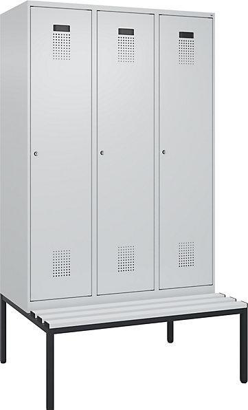 Produktbild kaiserkraft Spind Evolo PLUS mit Trennwand mittig und Sitzbank (120 cm, 212 cm)