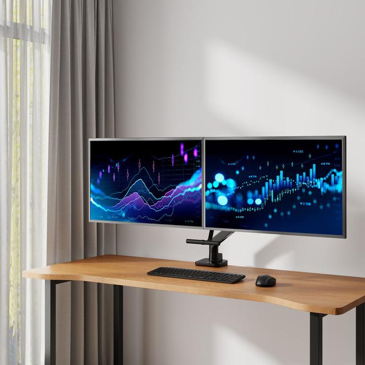 Actual product image ACT Dual monitor arm office premium, with gas spring, crossbar (32")