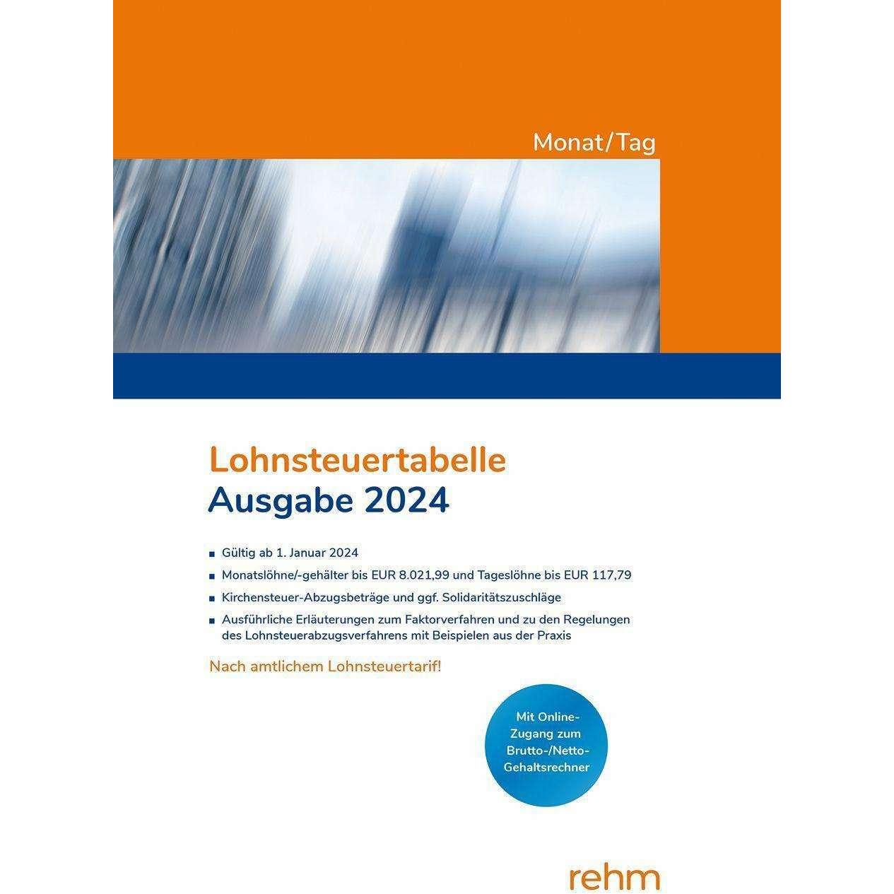 Lohnsteuertabelle Monat/Tag 2024, Fachbücher