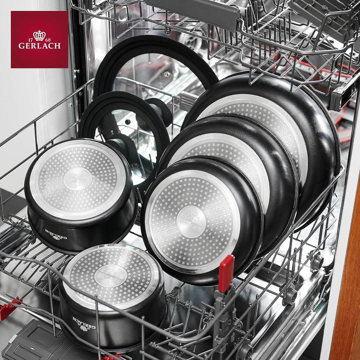 Actual product image Gerlach SMART set of 3 aluminum pans Ilag 20/24 / 28cm with removable handle 994R (Pan set + pot set, Aluminium, 26 x 3 cm)