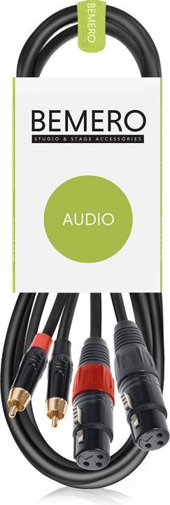 Image du produit Bemero BAC2544-150BK Câble de connexion audio 2x RCA mâle - 2x XLRf 1.5m noir (1.50 m, Câbles Cinch, Câbles XLR)