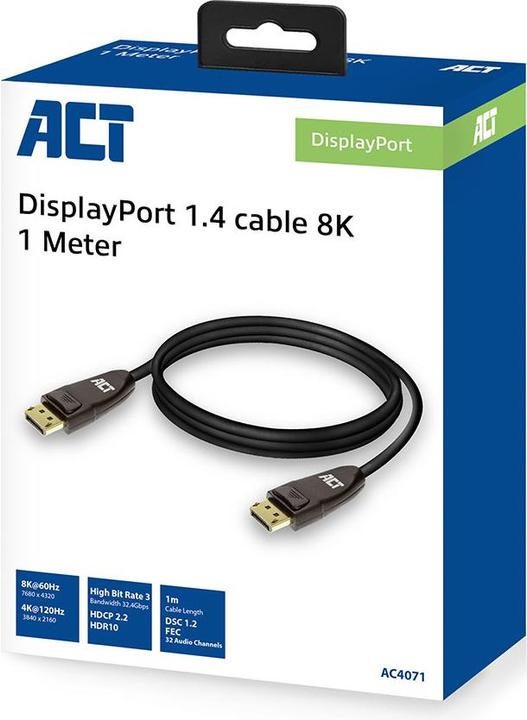 Produktbild DisplayPort 1.4 cable 8K, 1m DISPLAYPORT 1.4 8K M/M 1M BOX (1 m, DisplayPort, 1.4)