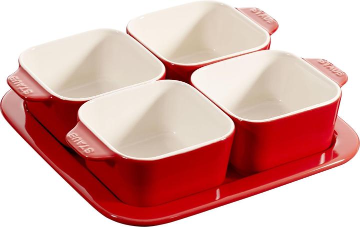 Actual product image Staub 40511-119-0 Set of 3 Ceramic Tapas Set, 5-TLG Dip Bowls Square
