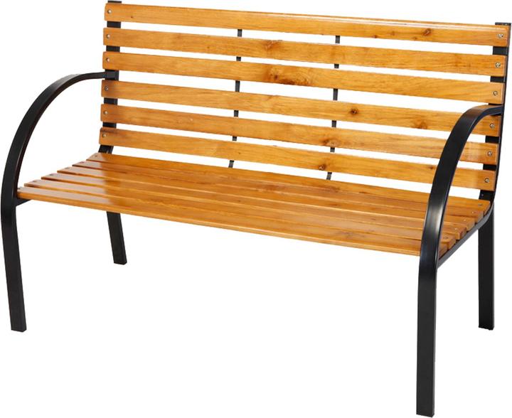 Mojawo Gartenbank Parkbank Massivholz Metall pulverbeschichtet Natur Hell