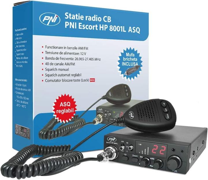 Actual product image PNI CB ESCORT HP 8001L ASQ radio package + S75 CB antenna with magnet (10 km)