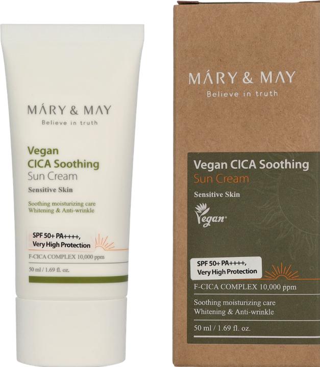 Actual product image Mary&May CICA Soothing Sun Cream SPF50+ PA++++ 50ml Korean Sunscreen Face Vegan Daily Care (Suntan cream, SPF 50, 50 ml, 68.04 g)