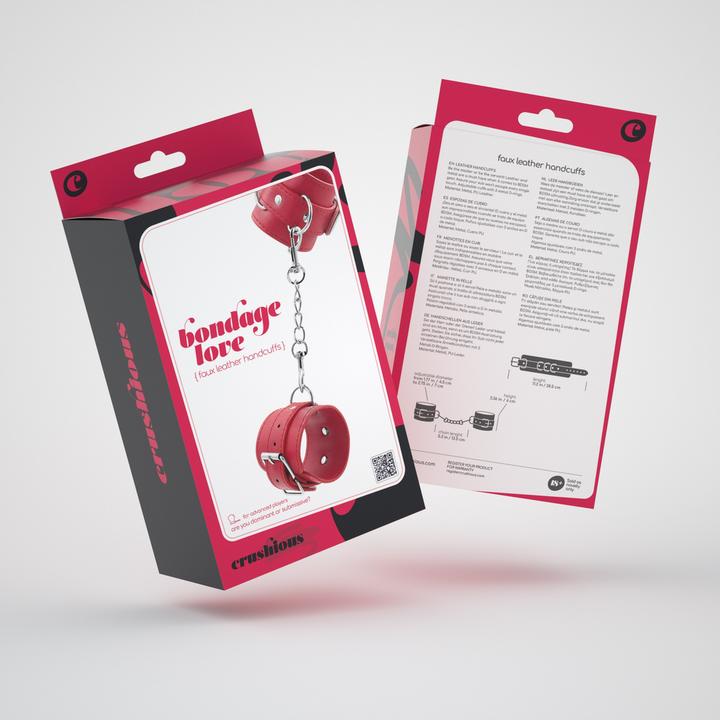 Image du produit Crushious Bondage Love - Leather Handcuffs - Red