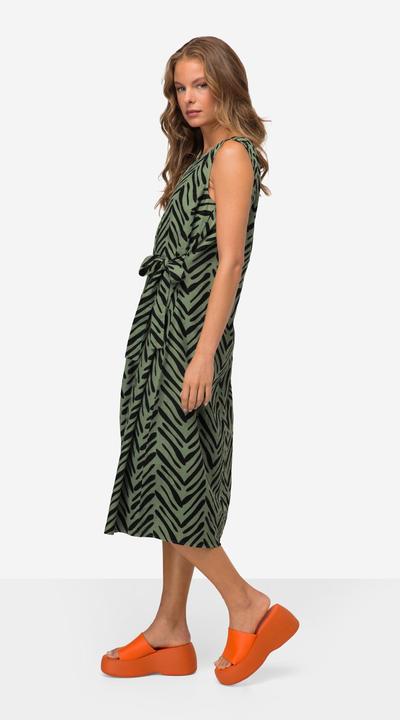 Produktbild Laurasøn Leinenmix-Kleid, Straight Fit, Allover Print, Rundhals, seitliche Zierschleife (L)