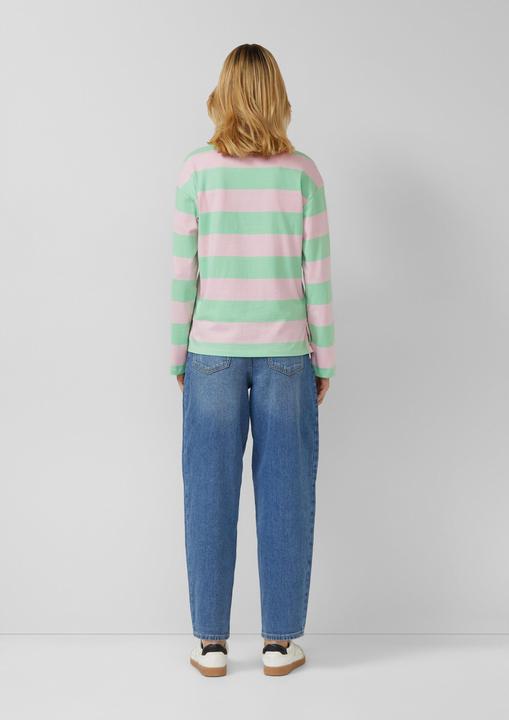 Produktbild s.Oliver Sweatshirt Gestreiftes Baumwoll-Shirt mit Hemdkragen (40)