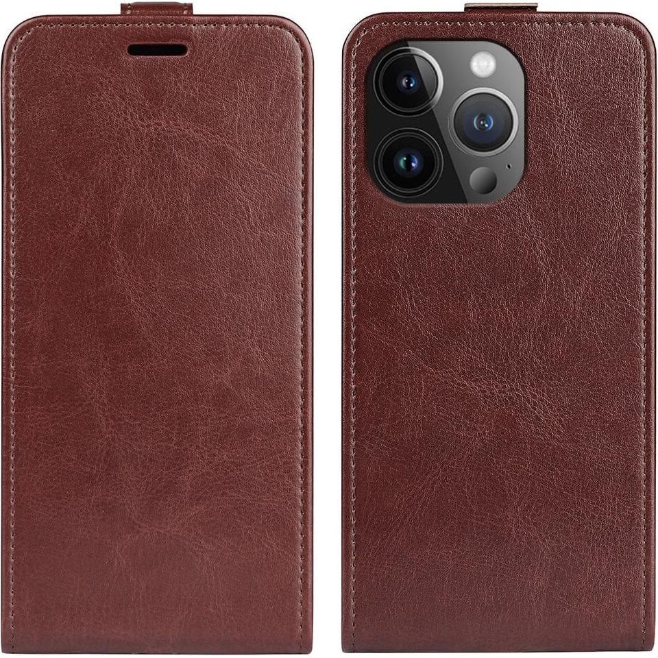 Cover-Discount iPhone 15 Pro Max - Klassisches Flip Case vertikal braun (Apple iPhone 15 Pro Max), Smartphone Hülle, Bra...