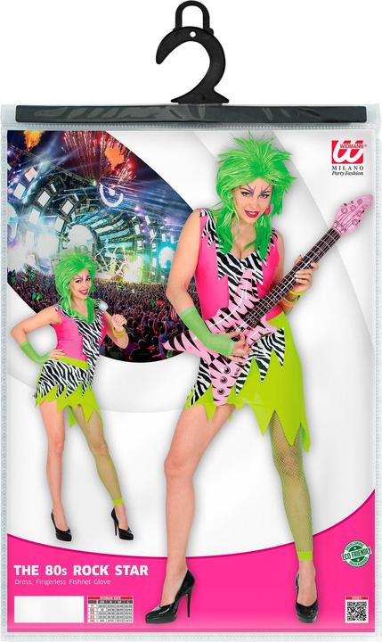 Produktbild Widmann 80er Jahre Neon Kleid mit fingerlose Netzhandschuhe (M)