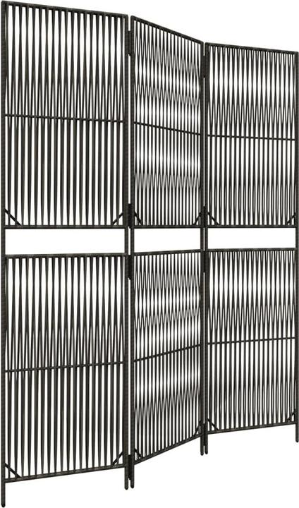 Produktbild vidaXL Paravent 3-tlg. Grau Poly Rattan,Farbe: Grau,Material: Poly