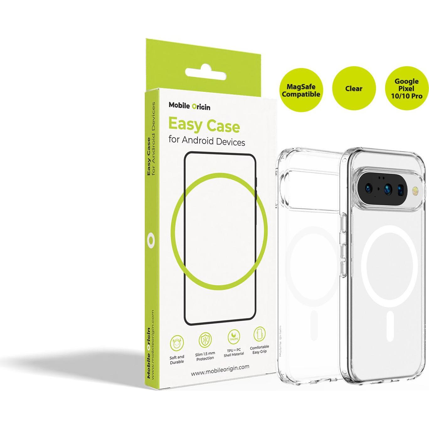 Mobile Origin Easy Case, MagSafe, Clear - Google Pixel 10 Pro/Google Pixel 10 (Google Pixel 10, Google Pixel 10 Pro), Cover smartphone, Trasparente