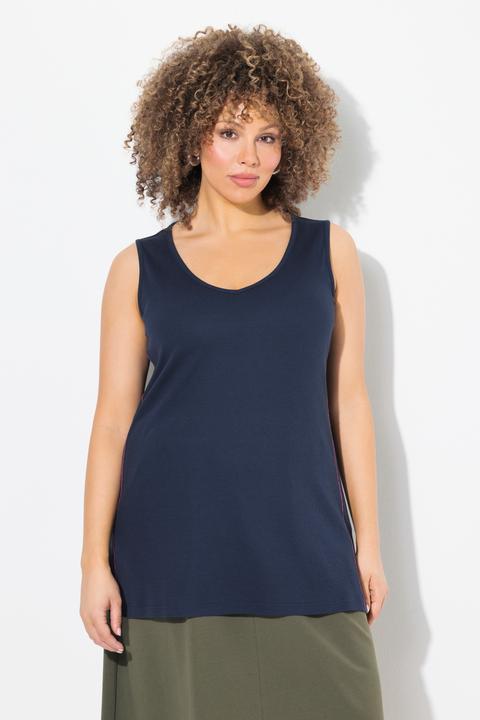 Image du produit Ulla Popken Débardeur en jersey côtelé. Décolleté V. Coupe Slim (42, 44)