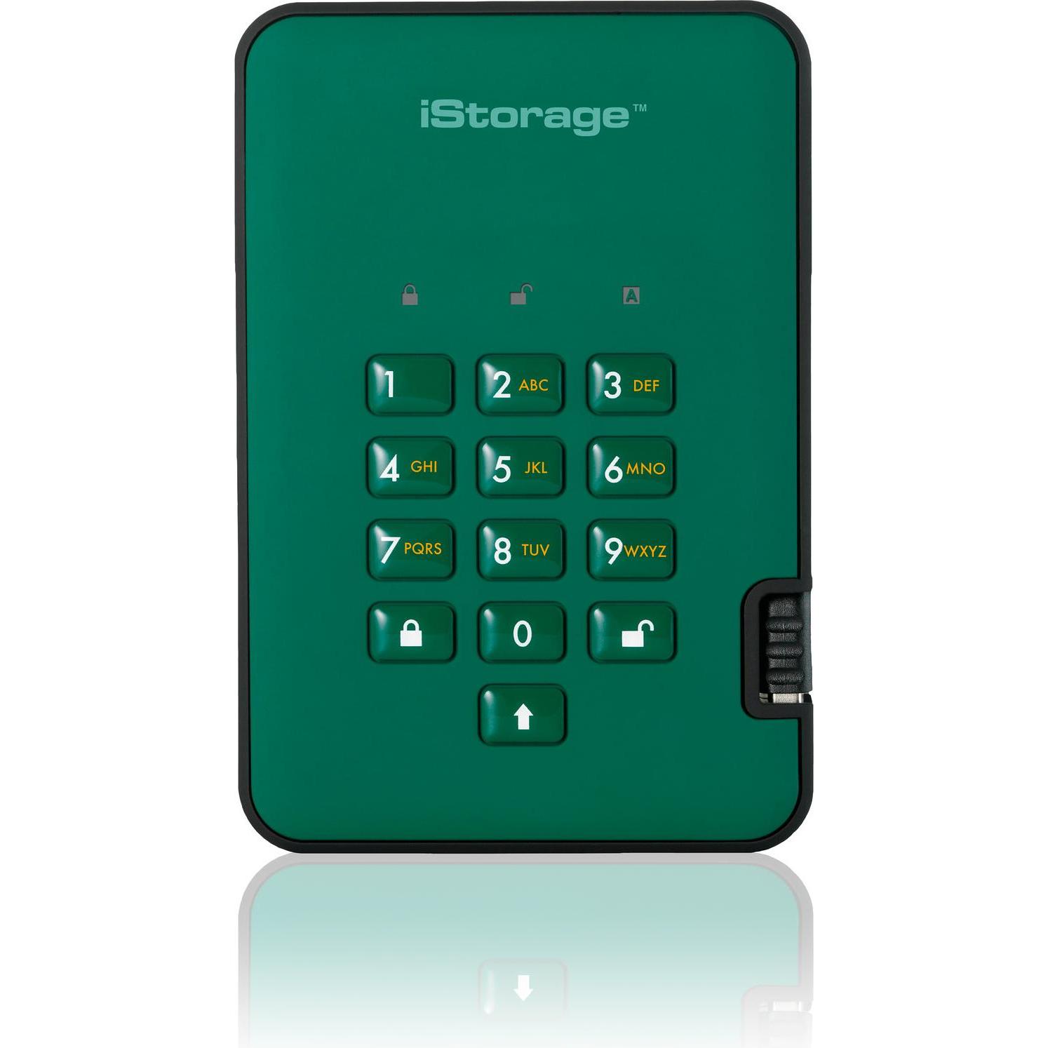 iStorage diskAshur² - 4 TB SSD - extern (tragbar) (4000 GB), Externe SSD, Grün