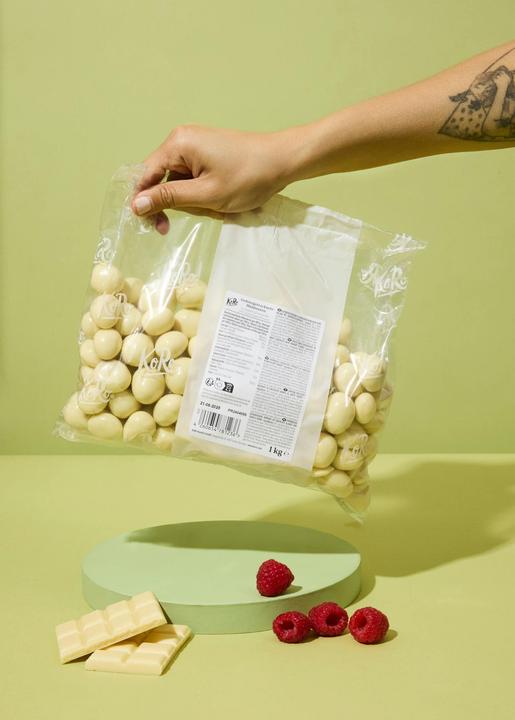 Produktbild KoRo Gefriergetrocknete Himbeeren in weisser Schokolade (1000 g)