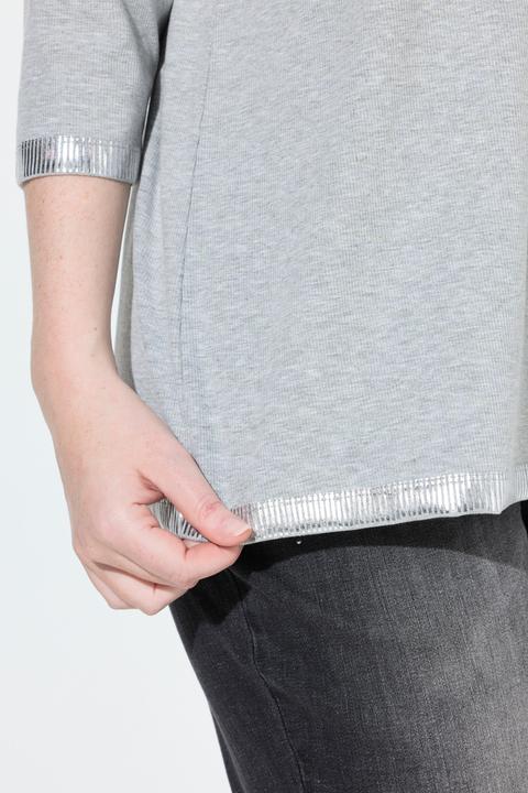 Actual product image Ulla Popken Silver Trim 3/4 Sleeve Tee (58)