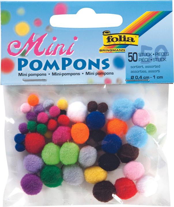 Image du produit Folia Mini-Pompons, 50 pcs, couleurs assorties