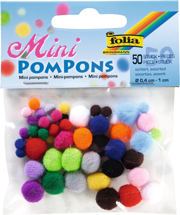 Produktbild Folia Mini-Pompons, 50 Stck, farbig sortiert