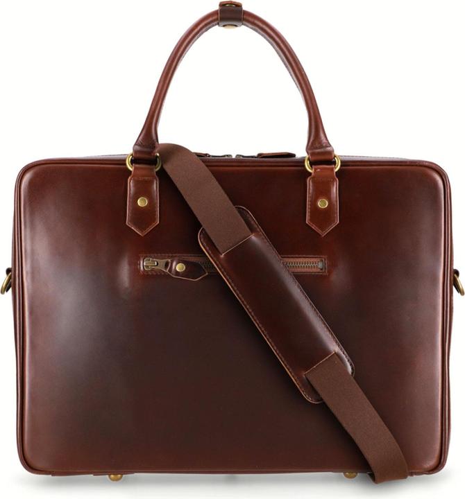 Actual product image Buckle & Seam Leather briefcase Albert Brown / inner lining Dot