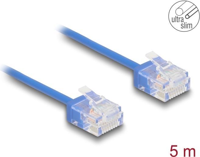 Image du produit Delock Câble réseau RJ45 Cat.6 UTP Ultra Slim 5 m bleu avec (CAT6, 5 m)