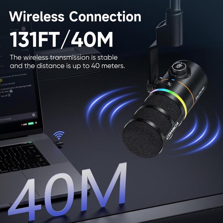 Actual product image Comica RGB Cardioid Dynamic Wireless Microphone EJoy D10 PRO(D) black