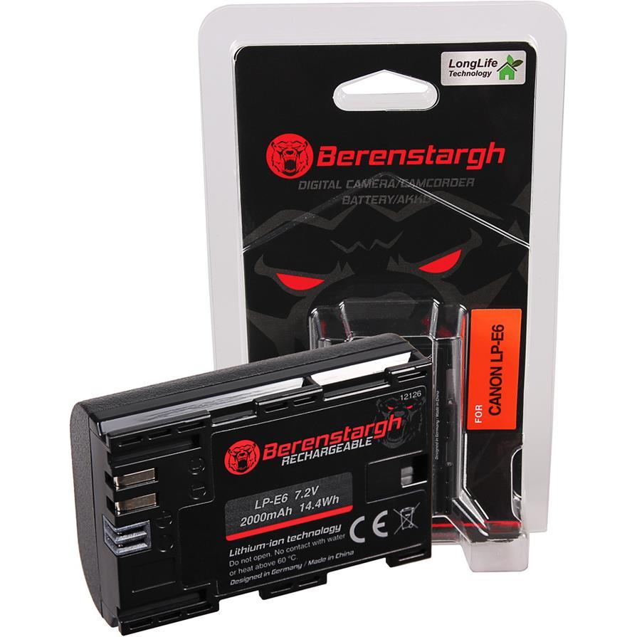 Berenstargh Nero Canon Lp-E6 (Batteria Della Fotocamera), Alimentatore Fotocamera,