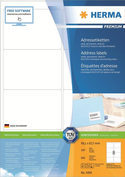 Produktbild HERMA Universal Etiketten A4