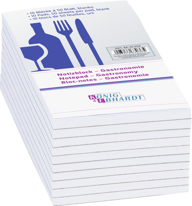 Produktbild König & Ebhardt KÖNIG & EBHARD Kellnerblock, 75 x 140 mm, blanko Notizblock Gastronomie, 50 Blatt / Block, 70 g/q...