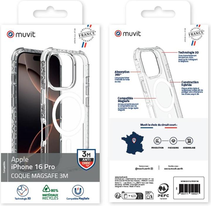 Image du produit Muvit Coque Transparente Magsafe 3m Iphone 16 Pro (Apple iPhone 16 Pro)