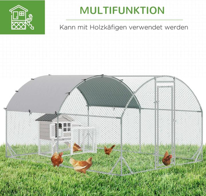 Actual product image PawHut Hühnerstall Stahl, Polyester Silber