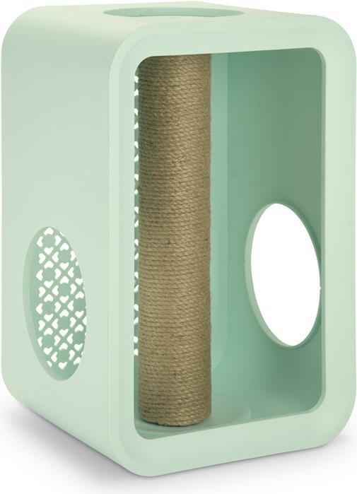 Beeztees Gratte-cube pour chat (49 cm, Vert menthe, Marron)