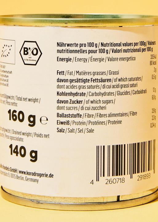 Nährwerte und Zutaten KoRo Bio Mais mit Salz (1680 g)
