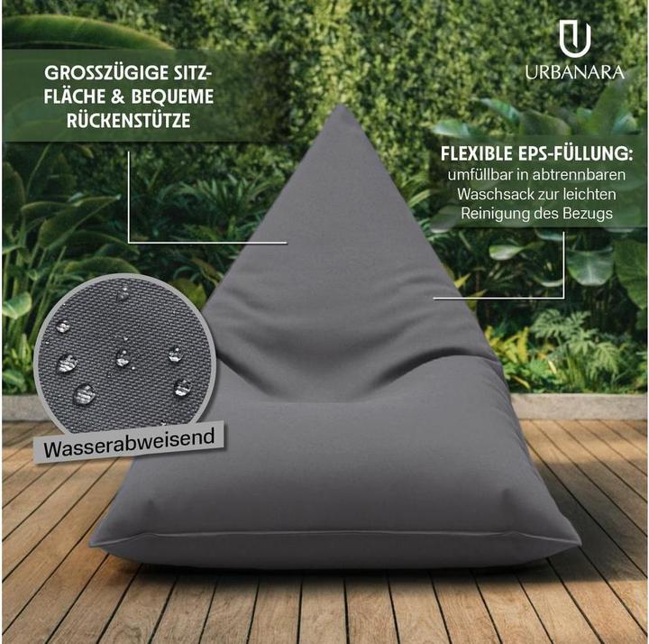 Produktbild Urbanara Sitzsack Basic-Outdoor Triangle, 300 l, Grau